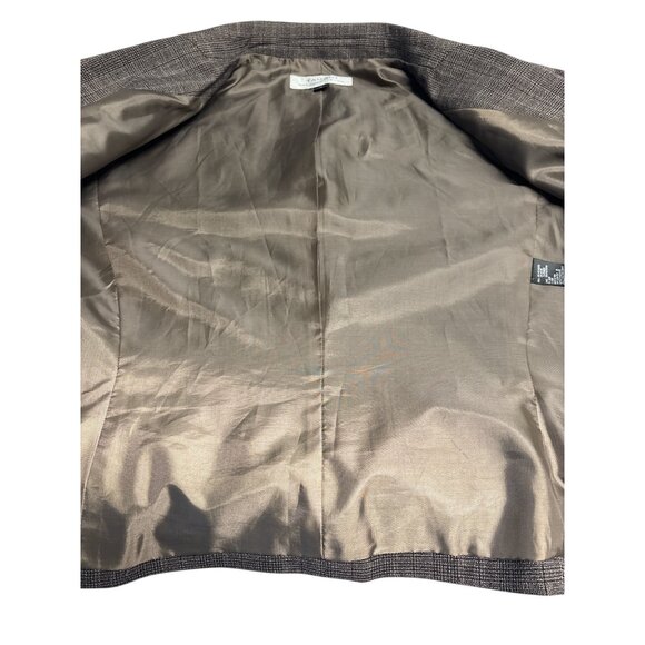 Tahari Arthur S. Levine Womens Brown Plaid Blazer Size 12 Button Front Notch Lap - Picture 7 of 11